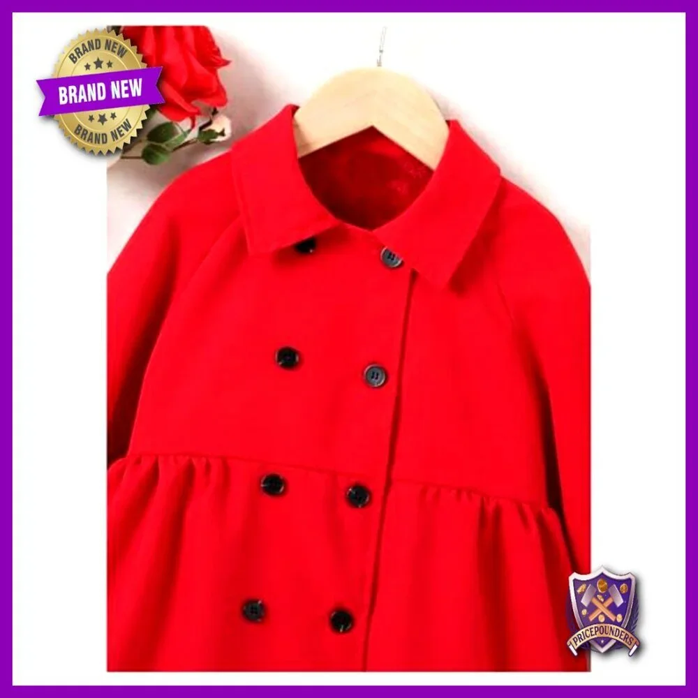 Toddler Girl's Double Breasted Trench Coat Teddy Lined Winter Pea Coat Outerwear
